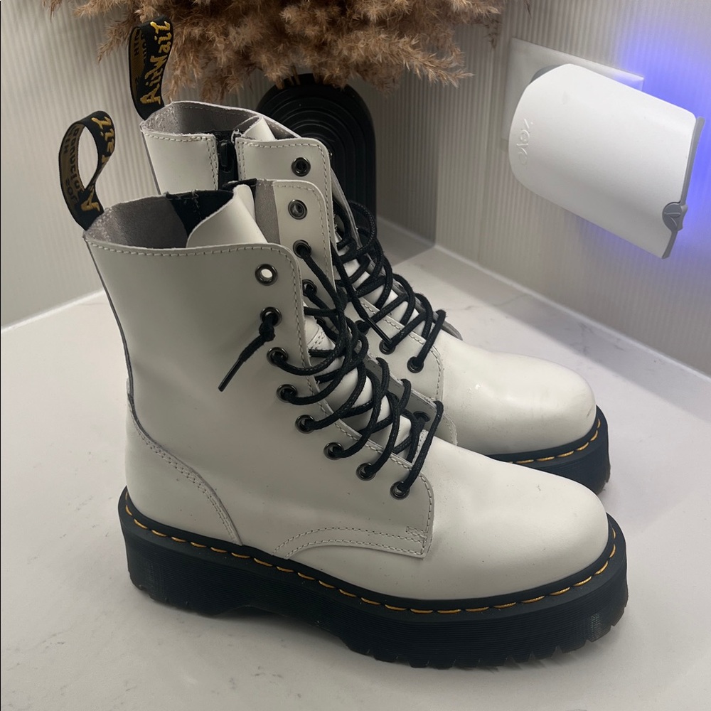 Dr. Martens White Leather Combat Boots